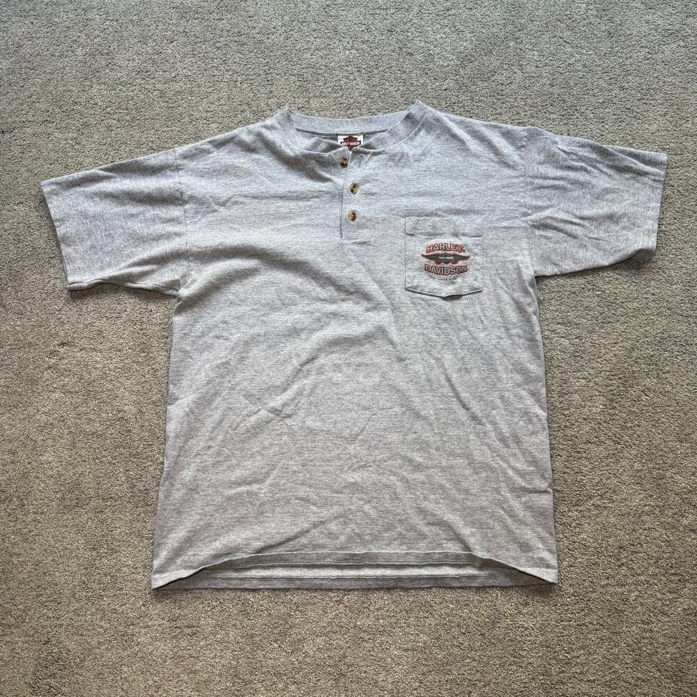 Harley Davidson Bahamas Logo Pocket T Mens Sz Large Gray Made In USA
